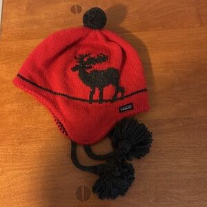 Patagonia Red and Black Kids Knit Hat